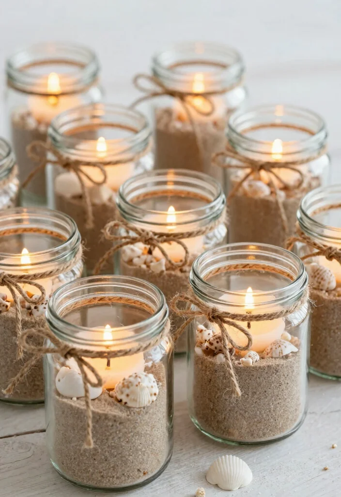 15 Seashell Candle Holder Ideas That Bring the Beach Indoors - 6. Glass Jar Seashell Holders 1