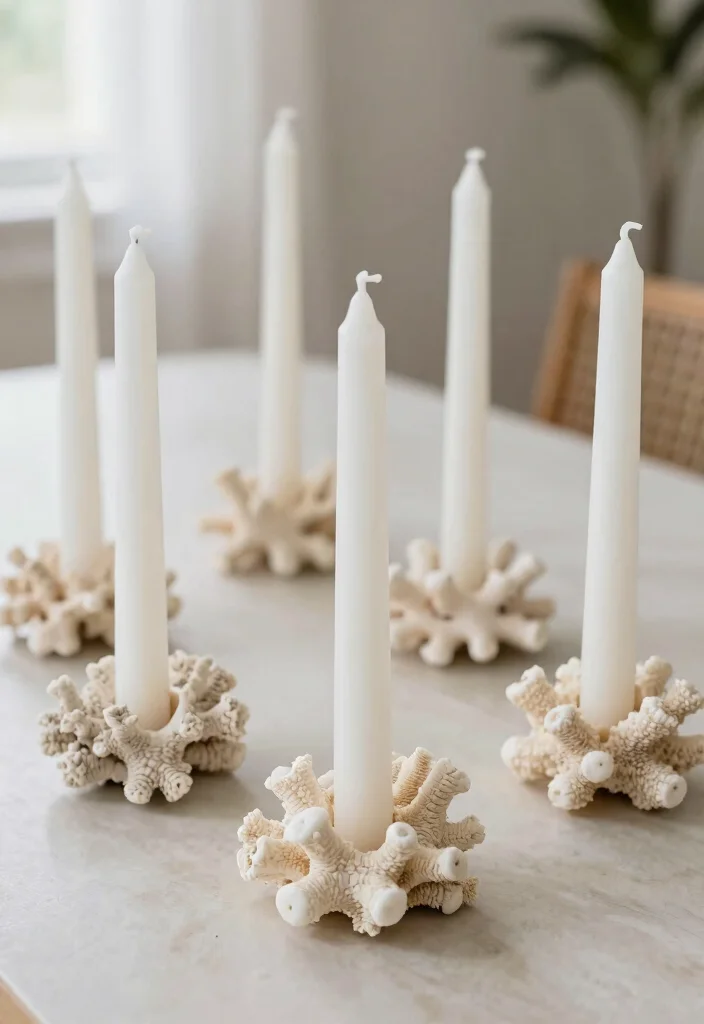 15 Seashell Candle Holder Ideas That Bring the Beach Indoors - 7. Coral Reef Candle Holders 1