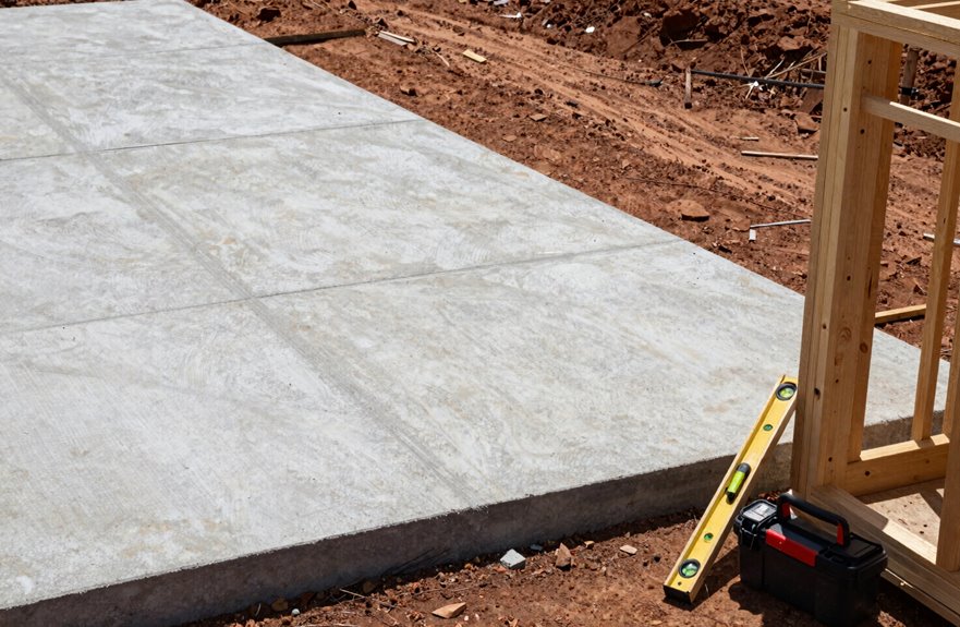 cinderblock foundation with diligent leveling