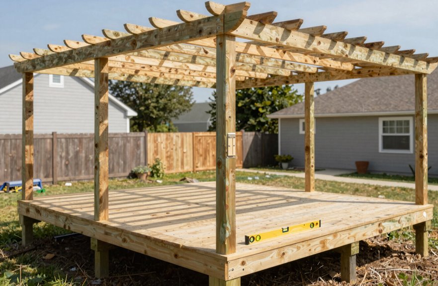 deck mounted pergola planning and attachment