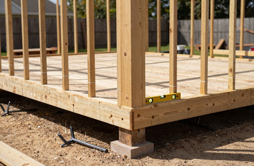 dig six holes plumb brace braces