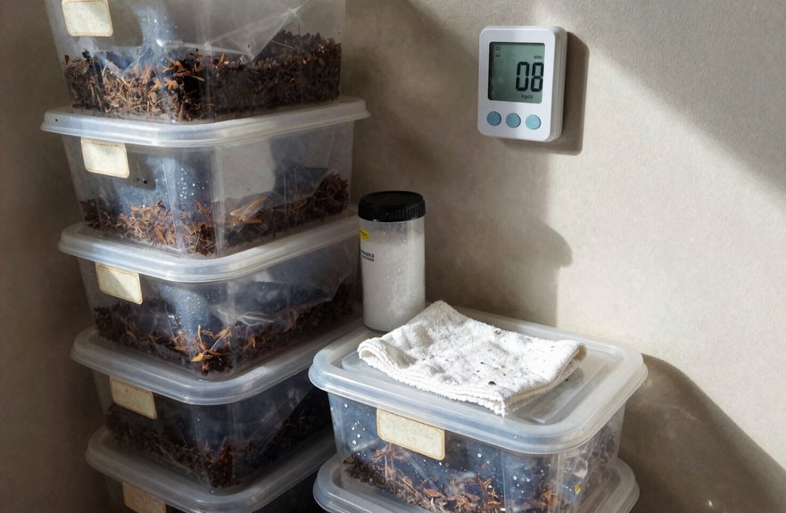 dry potting soil bleach cleaned containers