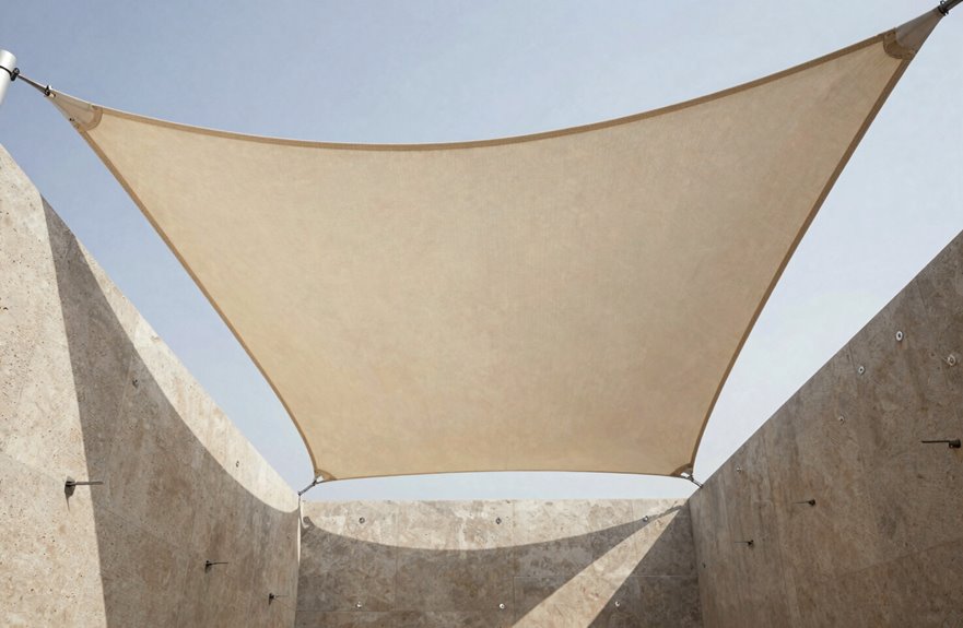 hybrid shade sail mixed attachments spread tension