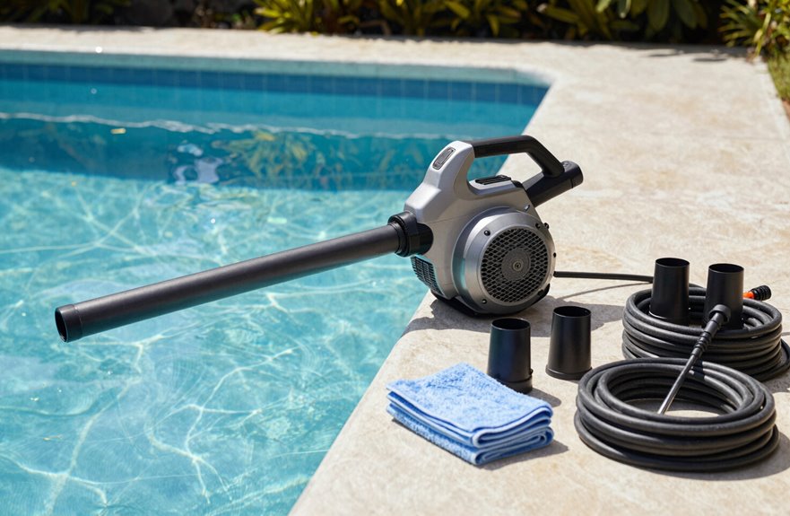 leaf blower pool inflate setup safety