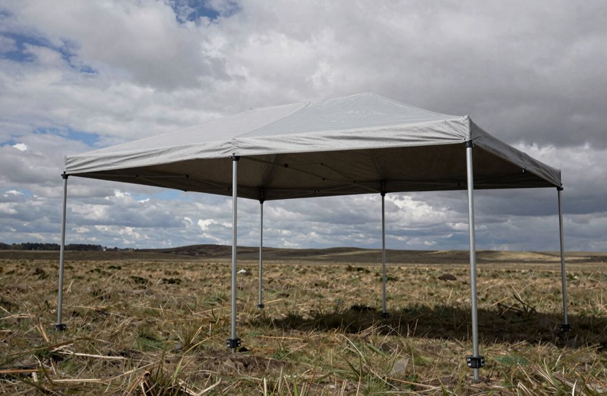 wind rated canopies with sturdy staking