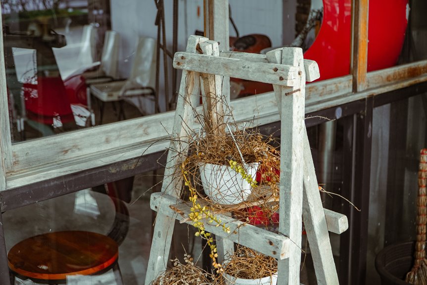 wooden hanging plant stand in five steps