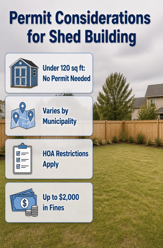 How to Build a Shed Fast: Quick Build Shed Guide 1 Information on permits required for shed construction.