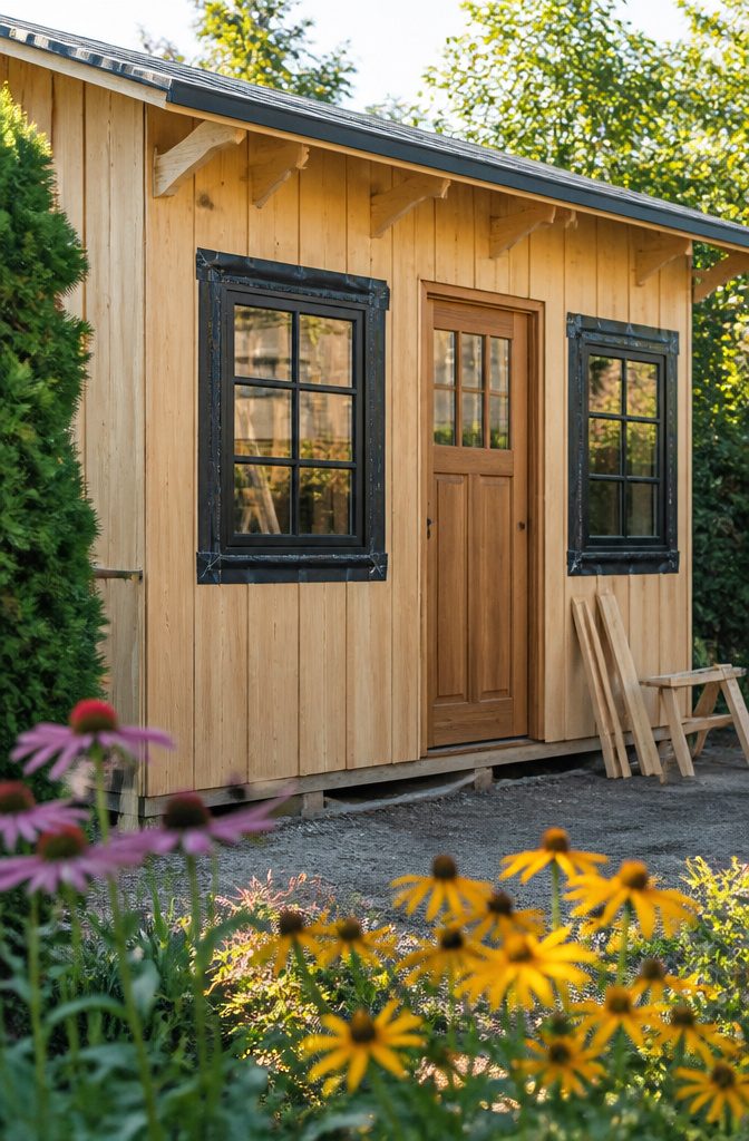 How to Build a Shed Fast: Quick Build Shed Guide 7 A quick build shed with pre-hung door and windows ready for adjustments.