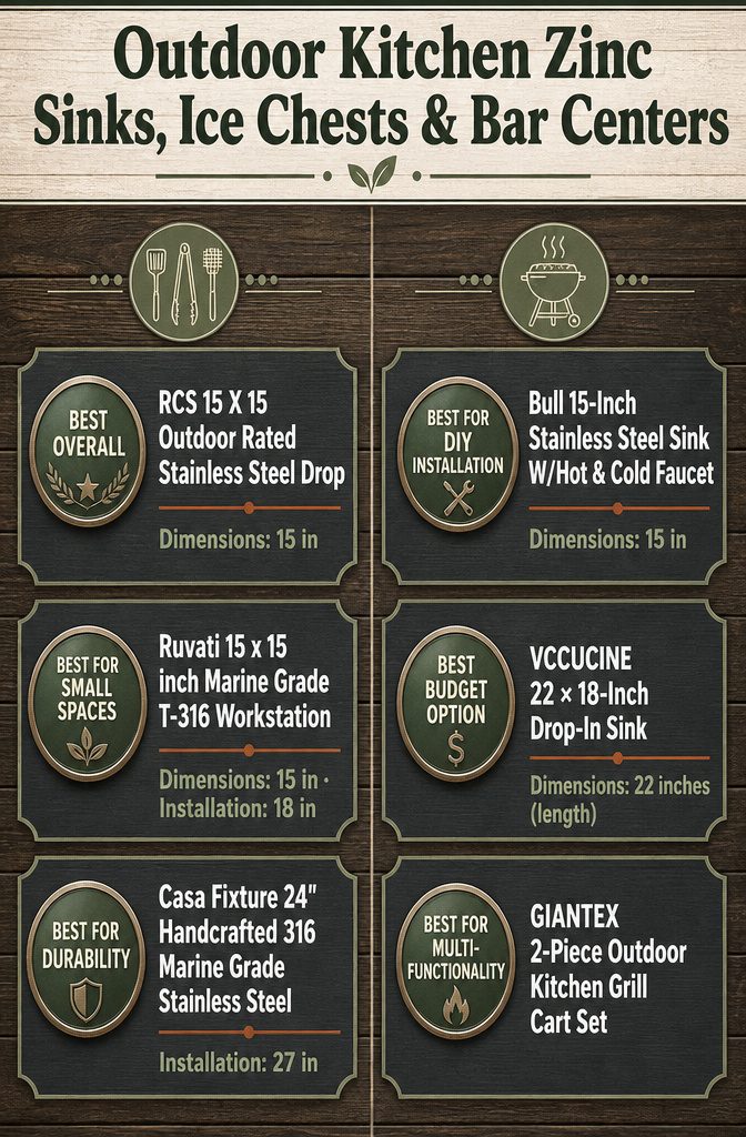 Comparison infographic of outdoor kitchen zinc products